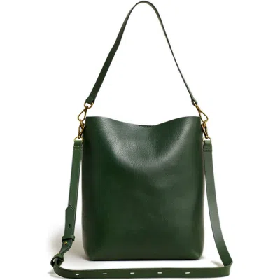 Madewell The Transport Leather Bucket Bag In Forest
