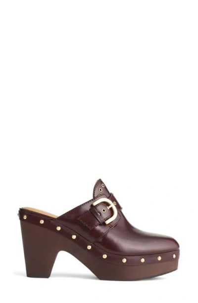 Madewell The Wes Buckle Strap Clog In Burgundy
