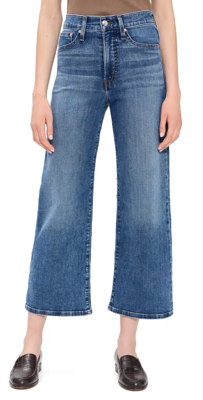 Madewell The Wide Leg Crop Jeans Oneida Wash In Blue