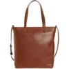 Madewell The Zip Top Medium Leather Transport Tote In English Saddle