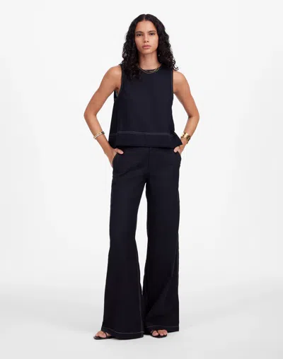 Madewell The Zoe Relaxed Wide Pant In Jet Black