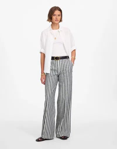 Madewell The Zoe Relaxed Wide Pant In Navy White Stripe