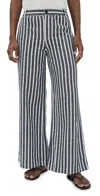 Madewell The Zoe Relaxed Wide Pant In Navy White Stripe