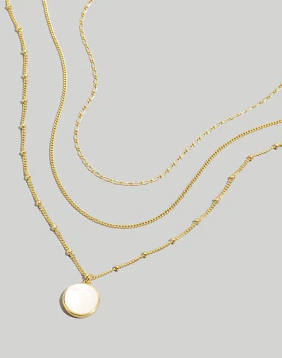 Madewell Three-pack Mother Of Pearl Necklace Set In Vintage Gold