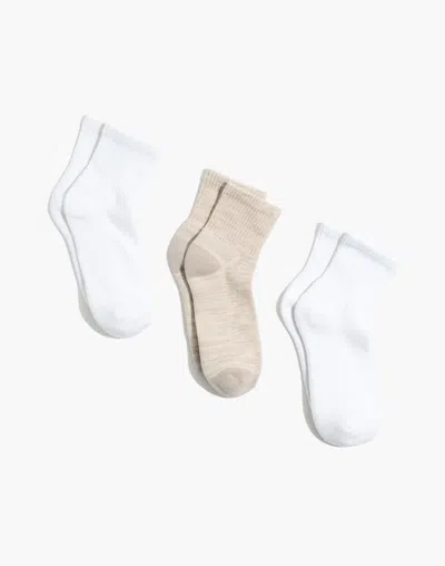 Madewell Three-pack Mwl Cloudlift Ankle Socks In Ashen Sand