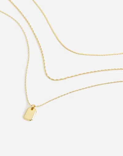 Madewell Three-pack Rectangle Pendant Necklace Set In Gold