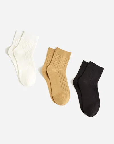 Madewell Three-pack Slinky Ankle Socks In Antique Cream
