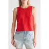 Madewell Tie Back Scoopneck Linen Tank In Rouge