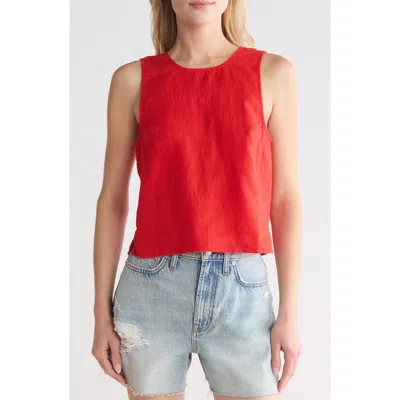 Madewell Tie Back Scoopneck Linen Tank In Rouge