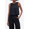 Madewell Tie Back Scoopneck Linen Tank In True Black