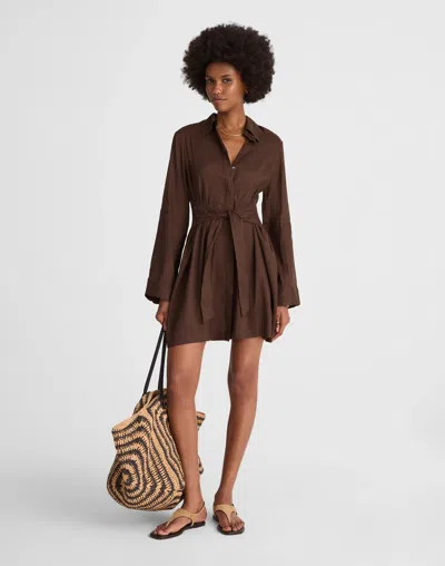 Madewell Tie-front Shirtdress In Brown