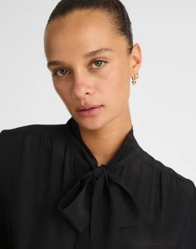 Madewell Tie-neck Long-sleeve Top In Gold
