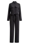 Madewell Tie Waist Straight Leg Jumpsuit In True Black