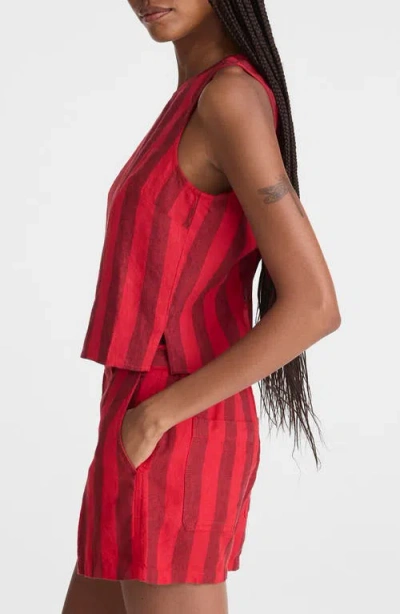 Madewell Tie-back Linen Shell Top In Red