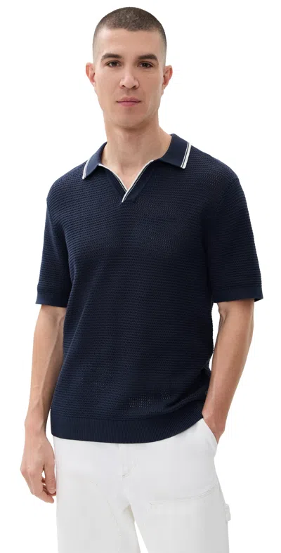 Madewell Tipped Johnny Collar Polo Ink In Blue