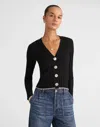 Madewell Tipped Ribbed V-neck Cardigan In Black