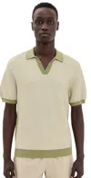 Madewell Honeycomb Stitch Johnny-collar Sweater Polo In Olive