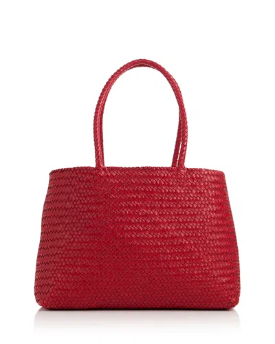 Madewell The Handwoven Leather Tote Scarlett In Red