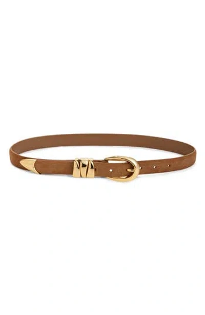 Madewell Triple Keeper Suede Belt In Brown