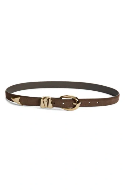 Madewell Triple Keeper Suede Belt In Brown