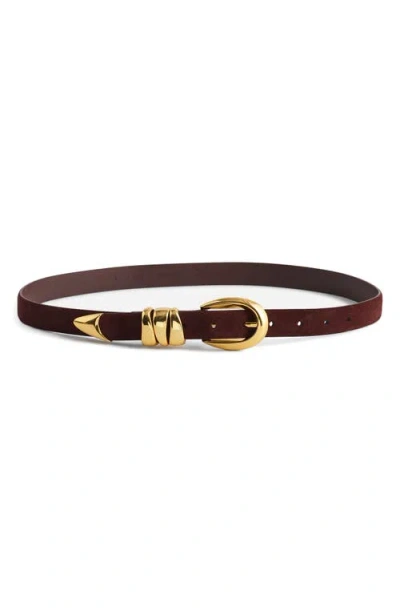 Madewell Triple Keeper Suede Belt In Russet