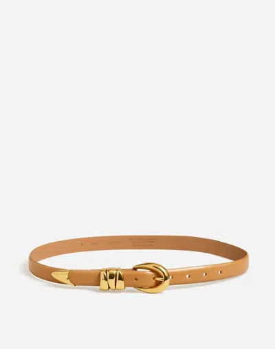 Madewell Chunky Metal Leather Belt In Desert Camel