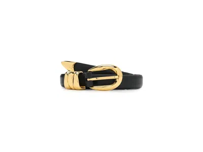 Madewell Triple Metal Keeper Belt In Leather Women's Belts Black: Lg