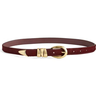 Madewell Triple Metal Keeper Genuine Calf Hair Belt In Cabernet