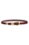 Madewell Triple Metal Keeper Genuine Haircalf Belt In Burgundy