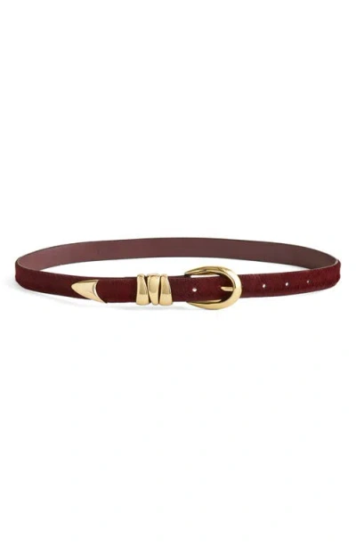 Madewell Triple Metal Keeper Genuine Haircalf Belt In Burgundy