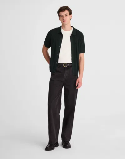 Madewell Tuck-stitch Button-up Sweater Polo In Green