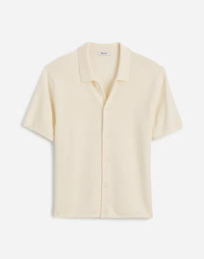 Madewell Tuck-stitch Button-up Sweater Polo In Vintage Ivory