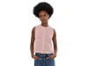 Madewell Textured Knit Button Front Shell Top In Red