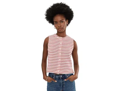 Madewell Textured Knit Button Front Shell Top In Red