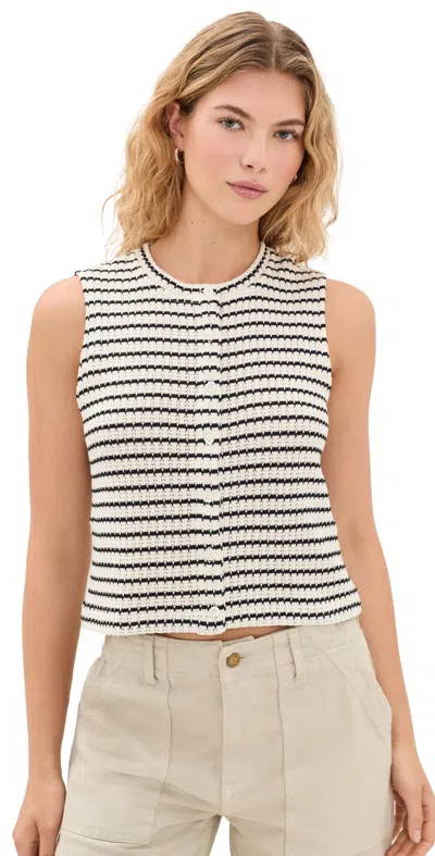 Madewell Tuck Stitch Sweater Vest Texture Black Stripe Tuck Stitch In Multi