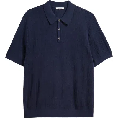 Madewell Tuck Stitch Three-button Polo Sweater In Blue