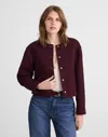 Madewell Tweed Collarless Jacket In Burgundy