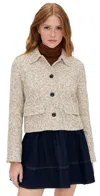 Madewell Tweed Shirt Collar Jacket Ivory Brown In Gray