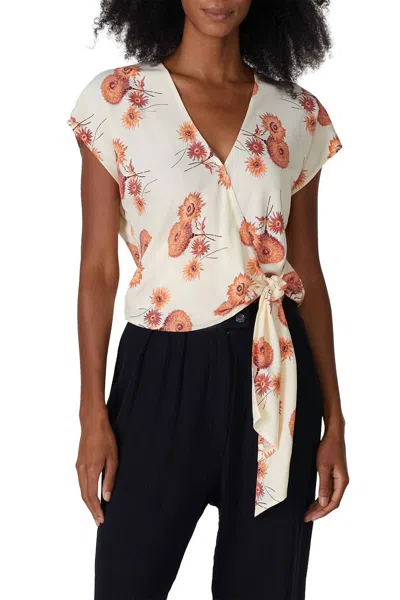 Madewell Twiggy Print Wrap Top In Off-white