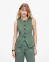 Madewell Twill Crewneck Vest In Green