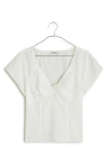 Madewell Twist Front Seamed Cotton Top In White