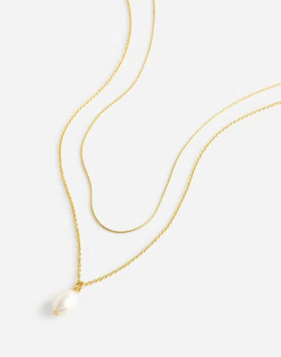 Madewell Two-pack Freshwater Pearl Pendant Necklace Set In Gray