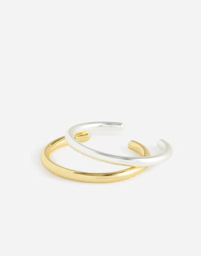 Madewell Two-pack Mixed-metal Cuff Bracelet Set In Gold