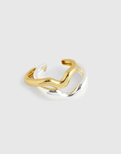 Madewell Two-pack Mixed-metal Notched Cuff Bracelet Set