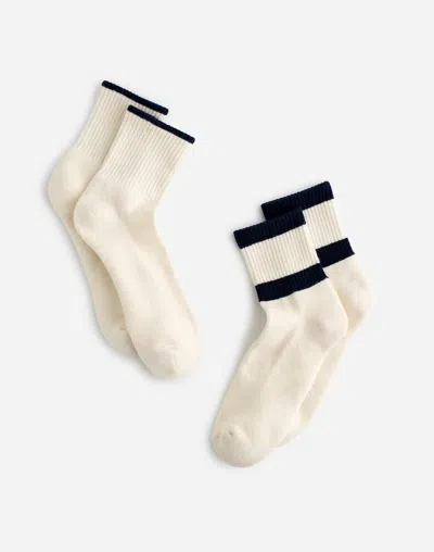 Madewell Two-pack Mwl Cloudlift Striped Ankle Socks In Neutral