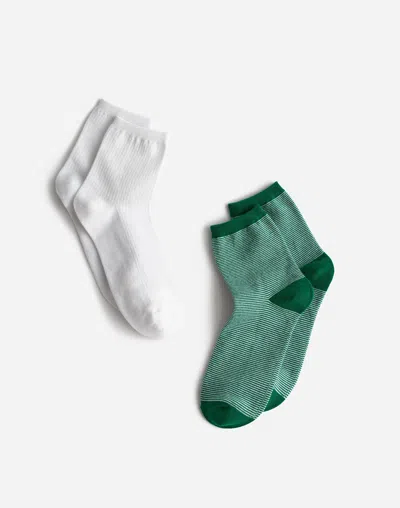 Madewell Two-pack Pinstripe Ankle Socks In Vintage Ivory