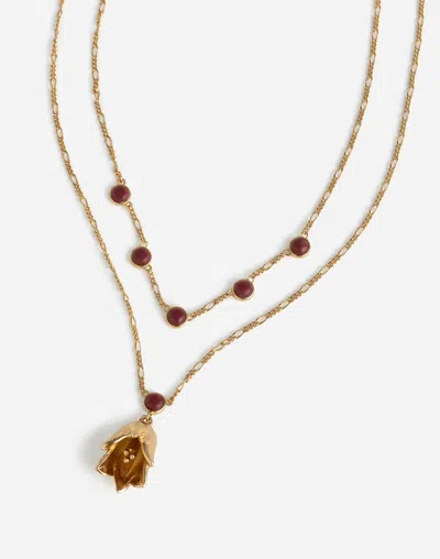 Madewell Two-pack Semiprecious Lily Necklace Set In Polished Bronze