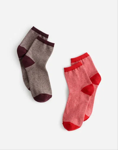 Madewell Two-pack Striped Ankle Socks In Festival Red