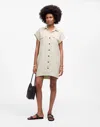 Madewell Short Sleeve Linen Utility Mini Shirtdress In Oat