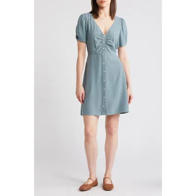 Madewell V-neck Button-front Minidress In Faded River